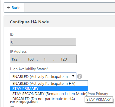 Configure HA status